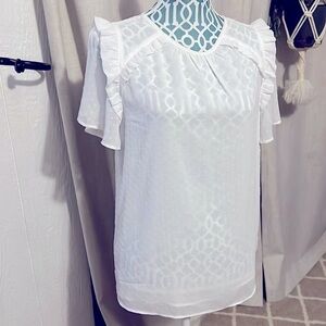 LOFT White sheer top Ann Taylor size M